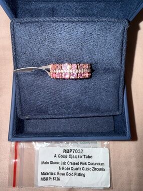 BP RBP7037 “A Good Risk to Take” Pink Corundum & Rose Quartz CZ Rose Gold